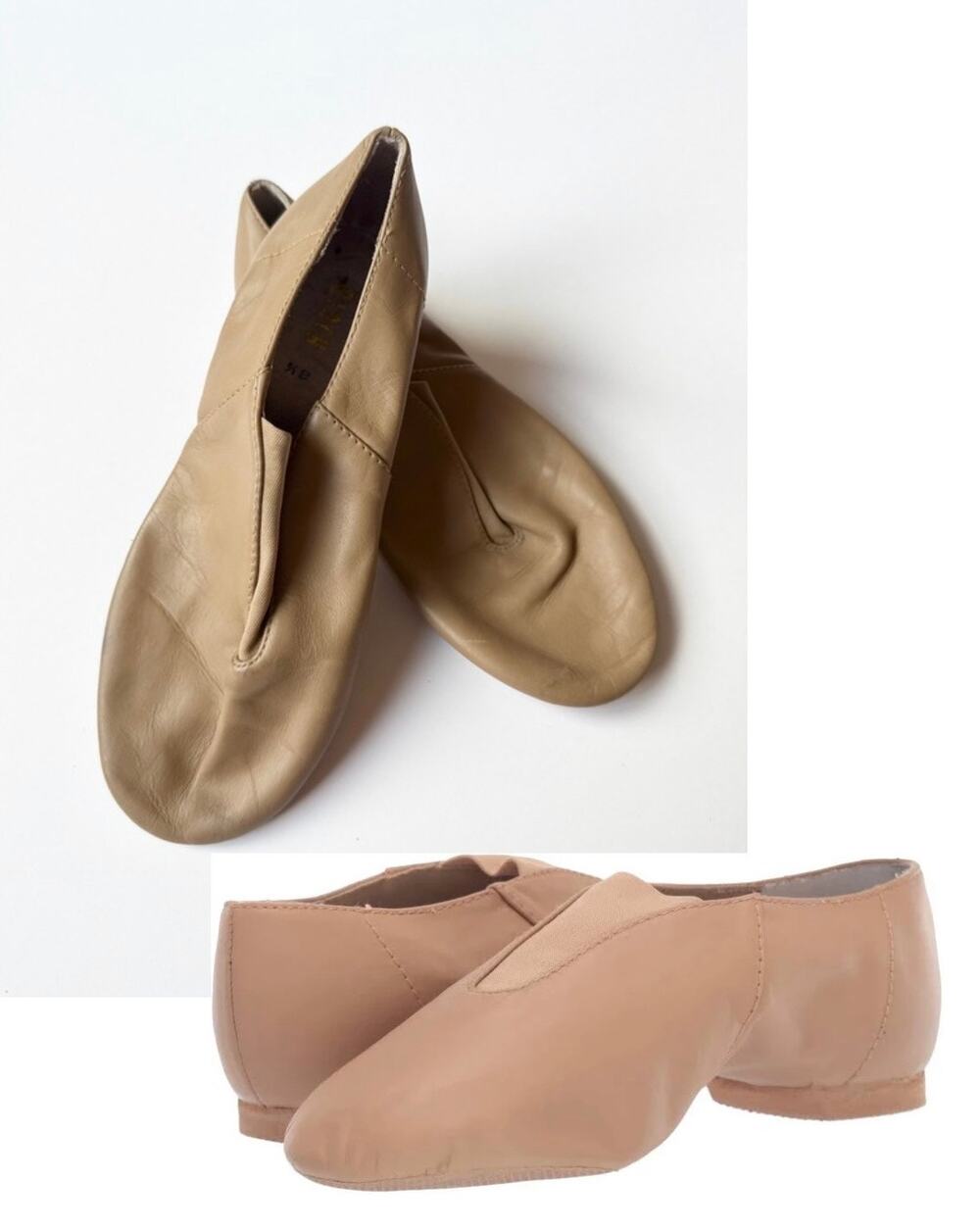 Bloch Tan Leather Slip-On Jazz Shoes - Size 6.5